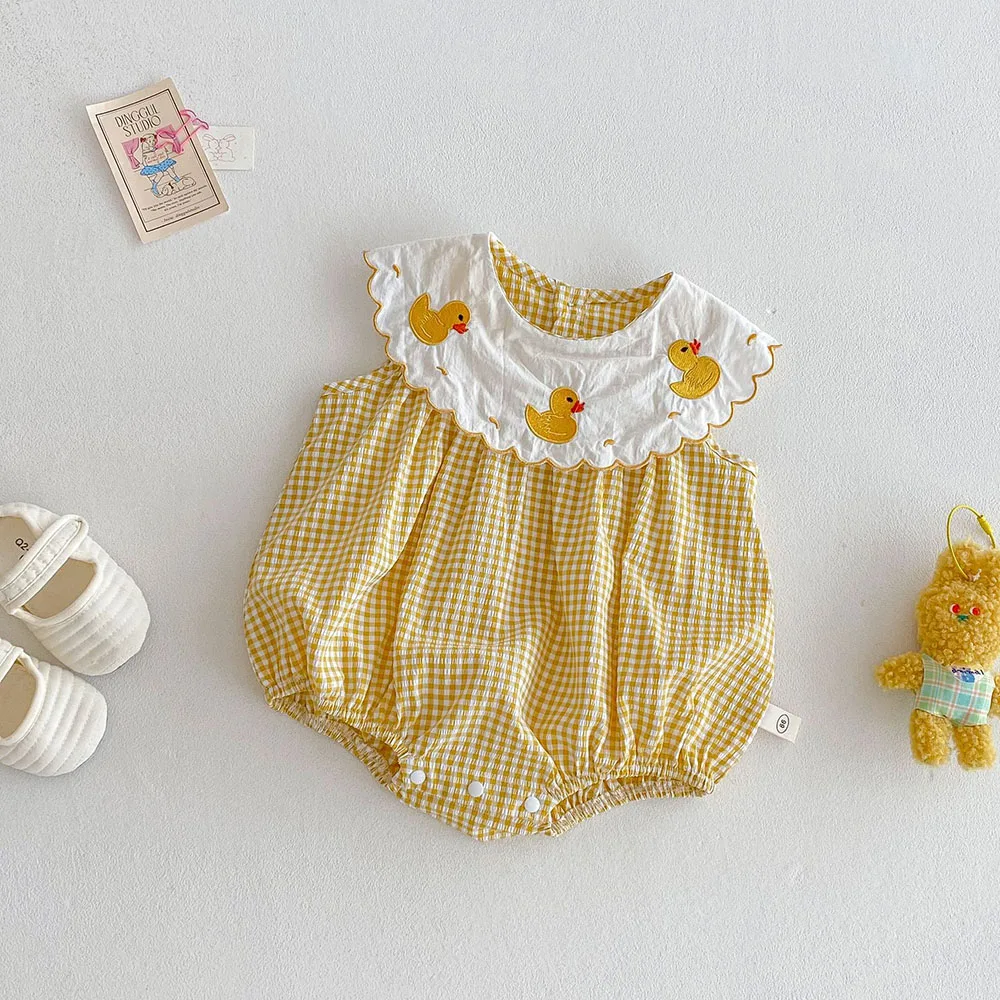 Summer Baby Girls Peter Pan Collar Bodysuit