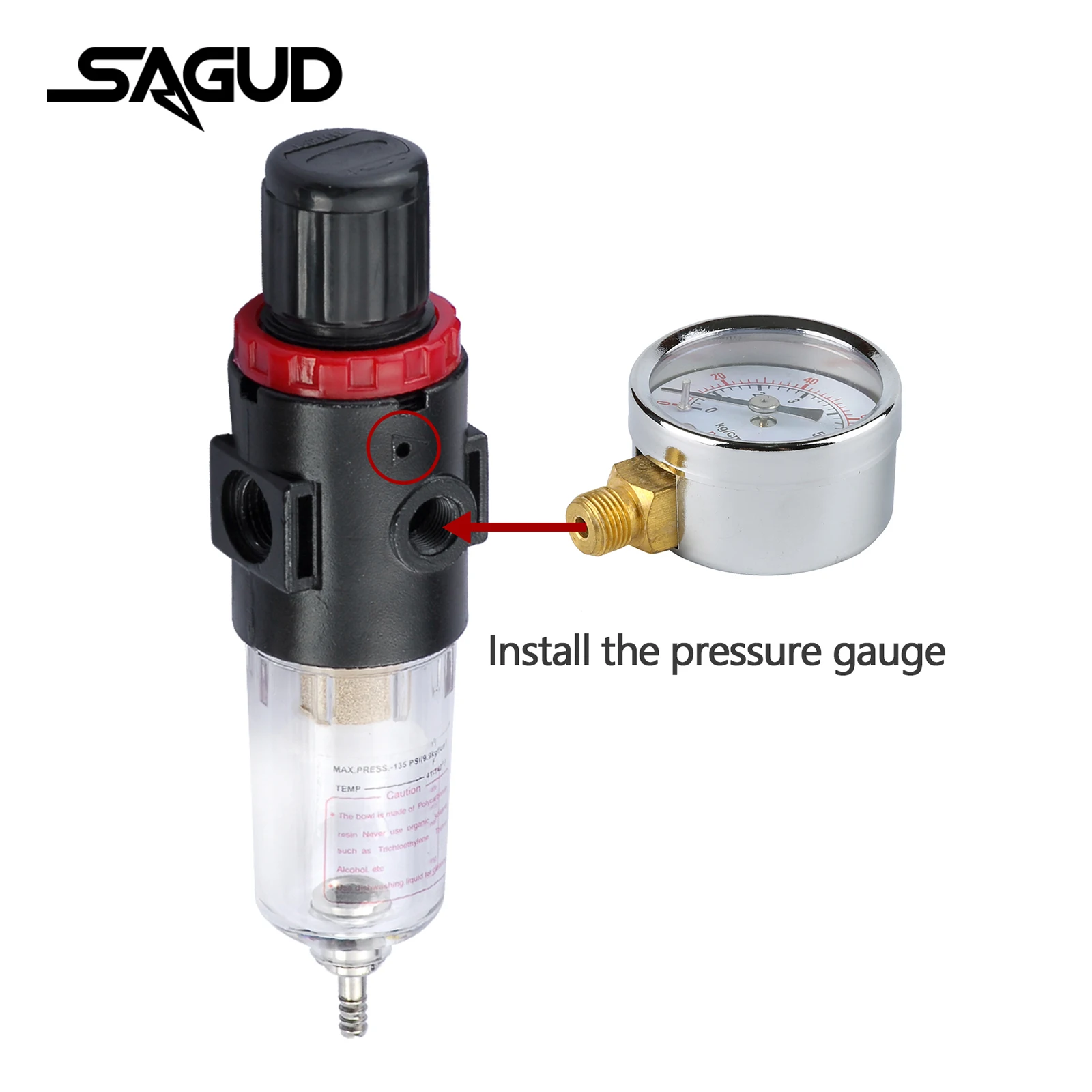 Airbrush Compressor Air Pressure Adjustment Filter Accessories Oil Water Separation Trap Valve Seat for Hose Connection Parts