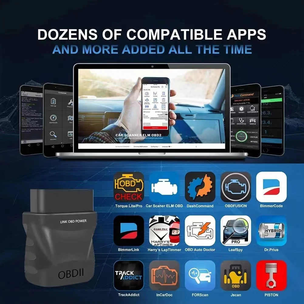 Lettore di codici di guasto del motore per auto Strumento scanner diagnostico OBDII Wireless 4.0 con scansione automatica Controllo luce del motore per IOS/Andro - immagine 2
