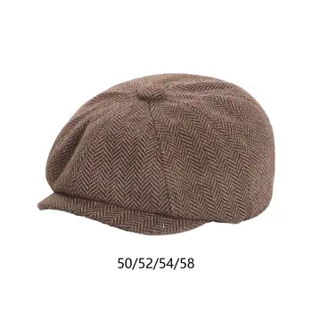 베레모 8 각형 뉴스보이 모자, 패션 골프 모자, 트위드 모자, 가을 따뜻한 선물 플랫 모자, 야외 여행 하이킹 운전 캠핑용