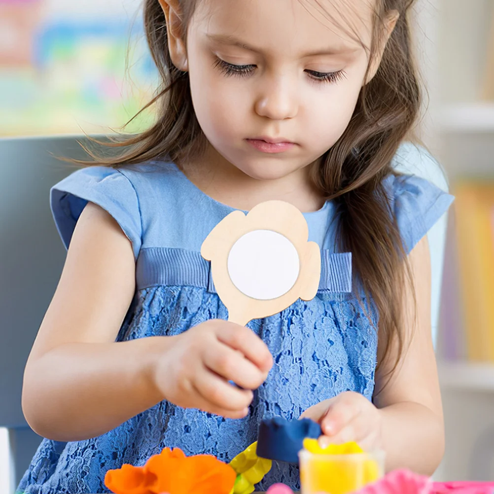 8PCS 돌고래 모양 나무 거울 DIY 공예 키트 어린이 휴대용 미니 거울 Paintable 장난감 거울 크리 에이 티브 프로젝트