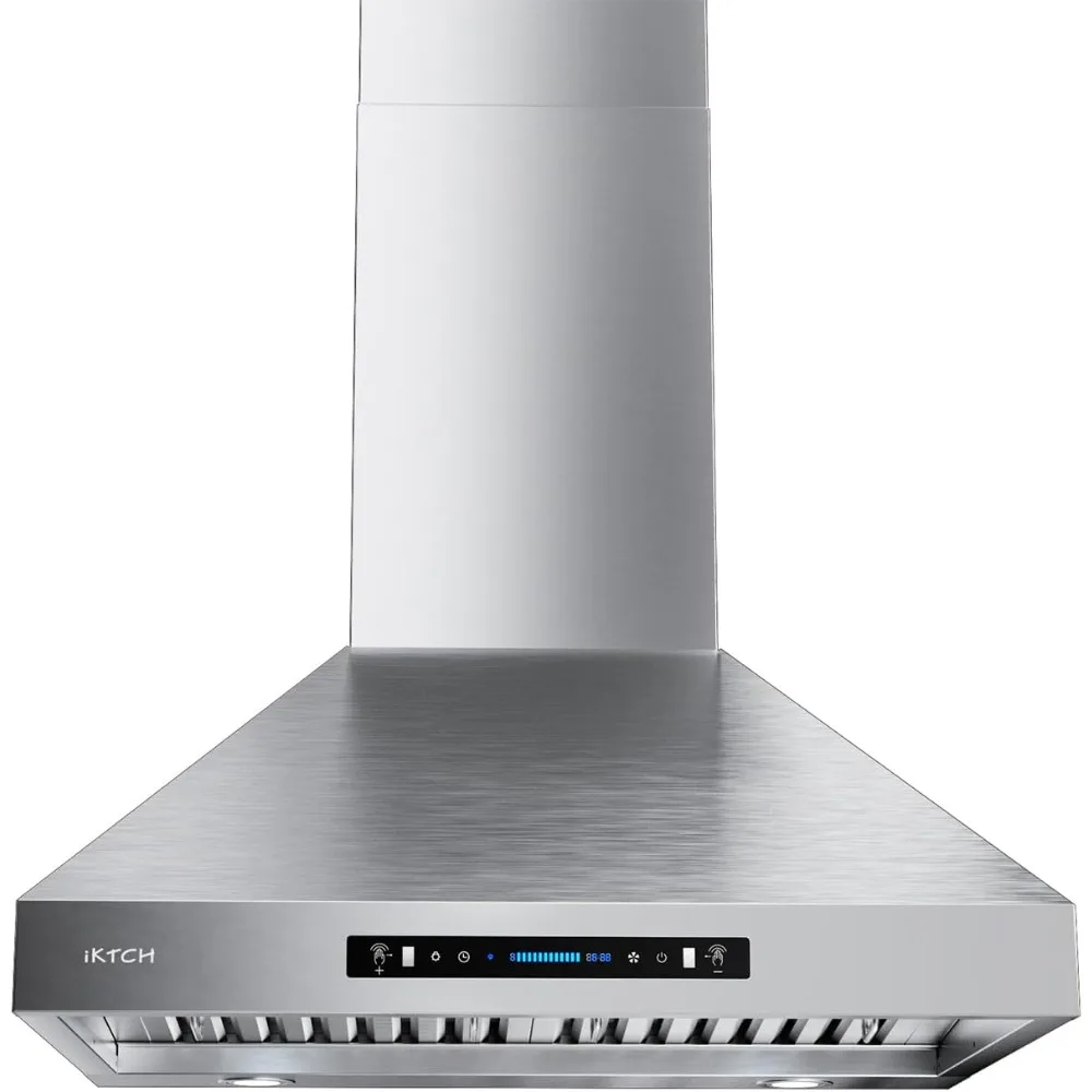 

inch Wall Mount Range Hood 900 CFM Ducted/Ductless Convertible, Kitchen Chimney Vent Stainless Steel with Gesture Sensing