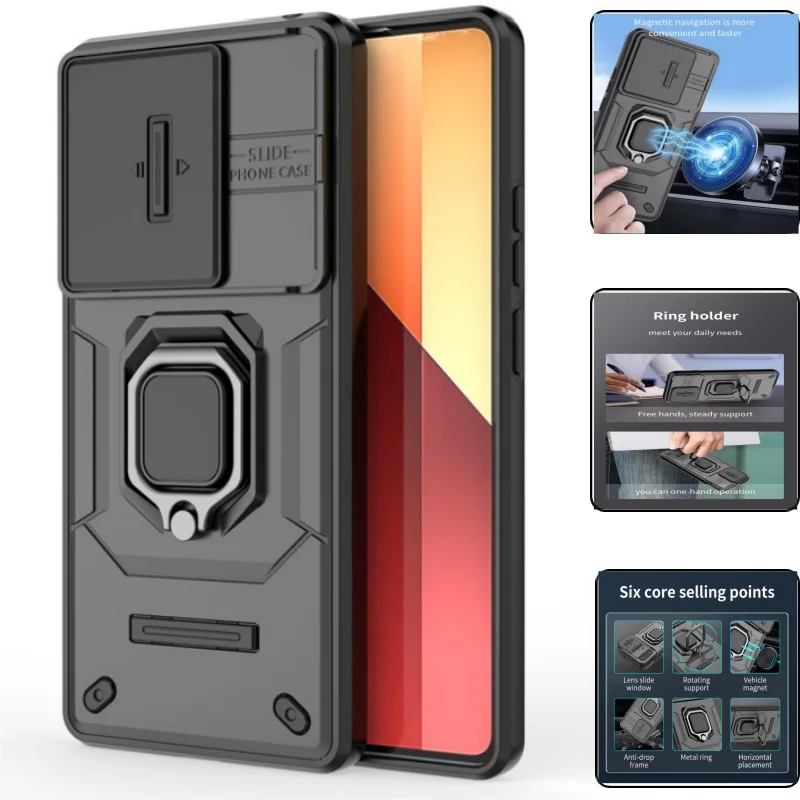 Magnetic Ring Stand Armor Phone Case with Car Mount Functionality
