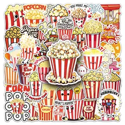 Cartoon Cute Popcorn and Dessert Graffiti Sticker Collection - Fun DIY Decals for Phone, Luggage, Guitar, and Car (50pcs)