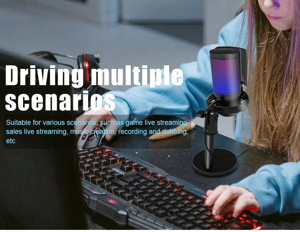 Rgb-Gaming-Mikrofon Mit Sprachausgleich Und Geräuschunterdrückung, Studio-Usb-Computer-Kondensatormikrofon Für Streaming/Aufnahme/Disc-Produktion Scb557E1984C748Deb108Bcc583C2Fb1Ft