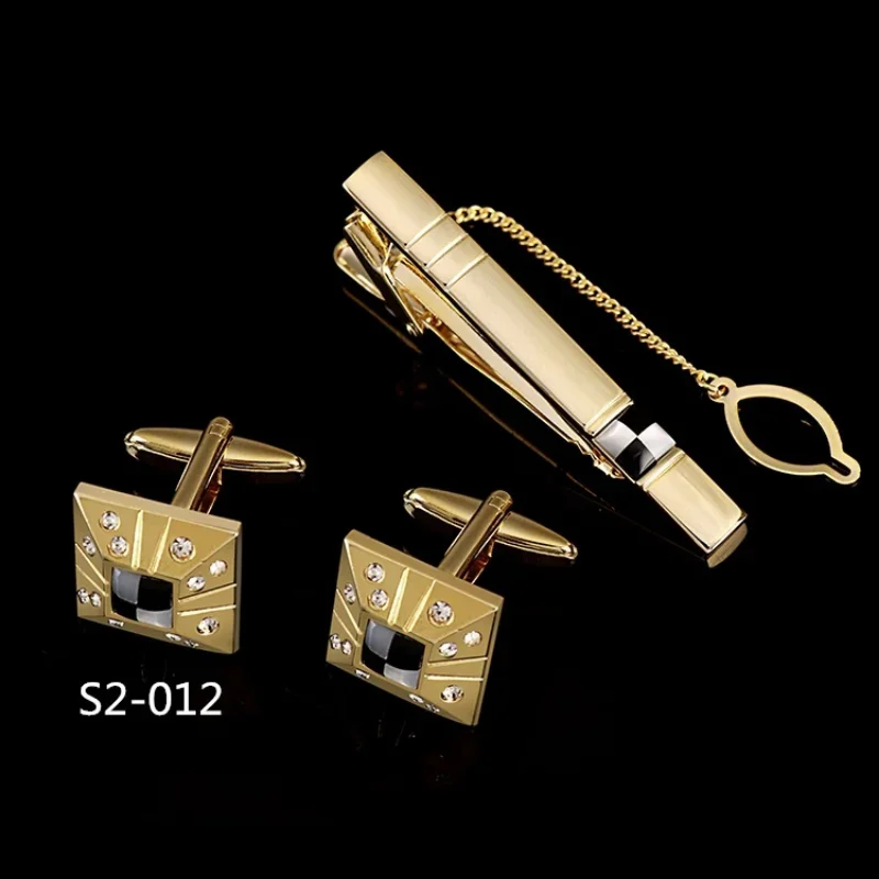 Luxury  Shirt Cufflinks Chain Tie Clip 3-piece Suit Fashionable Party Business Wedding  Jewelry Accessories  Men's Collar Clips