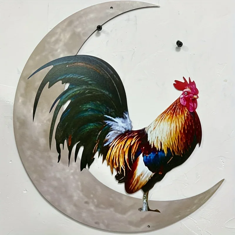 

Home Decoration Wrought Iron Crafts Outdoor Garden Courtyard Moon Rooster Metal Ornaments Pendant Decorations