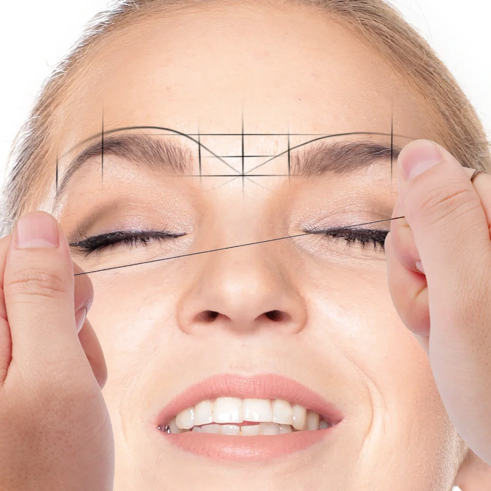 Filo per trucco semipermanente per sopracciglia, righello ausiliario per tracciare linee con inchiostro per mappatura e posizionamento - immagine 3