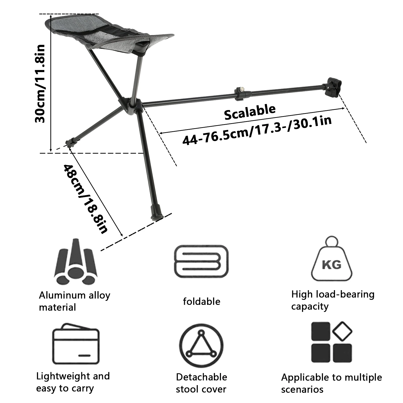 Foldable Aluminum Camping Footrest with Oxford Nylon Mesh