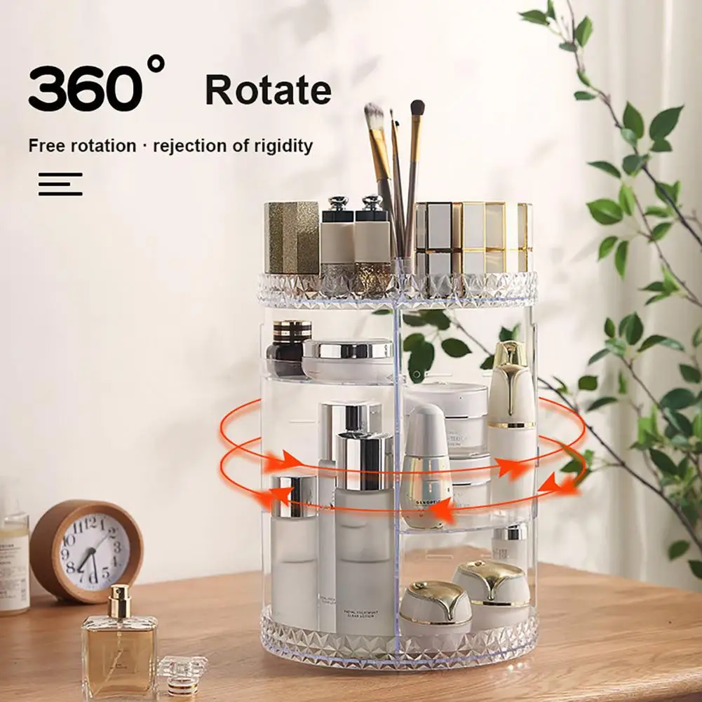 Storage Box for Cosmetic Organizer with 70% Space Saving Large-capacity Makeup Organizer with 360 Rotating Design for Vanity 4