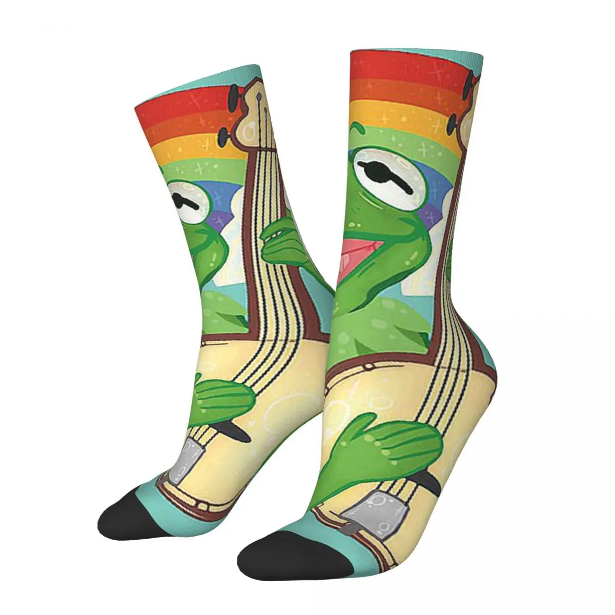 

Kermit Music Frog Froggie Funny Interesting Kawaii Socks Hiking Cartoon Pattern Socks Adult Child