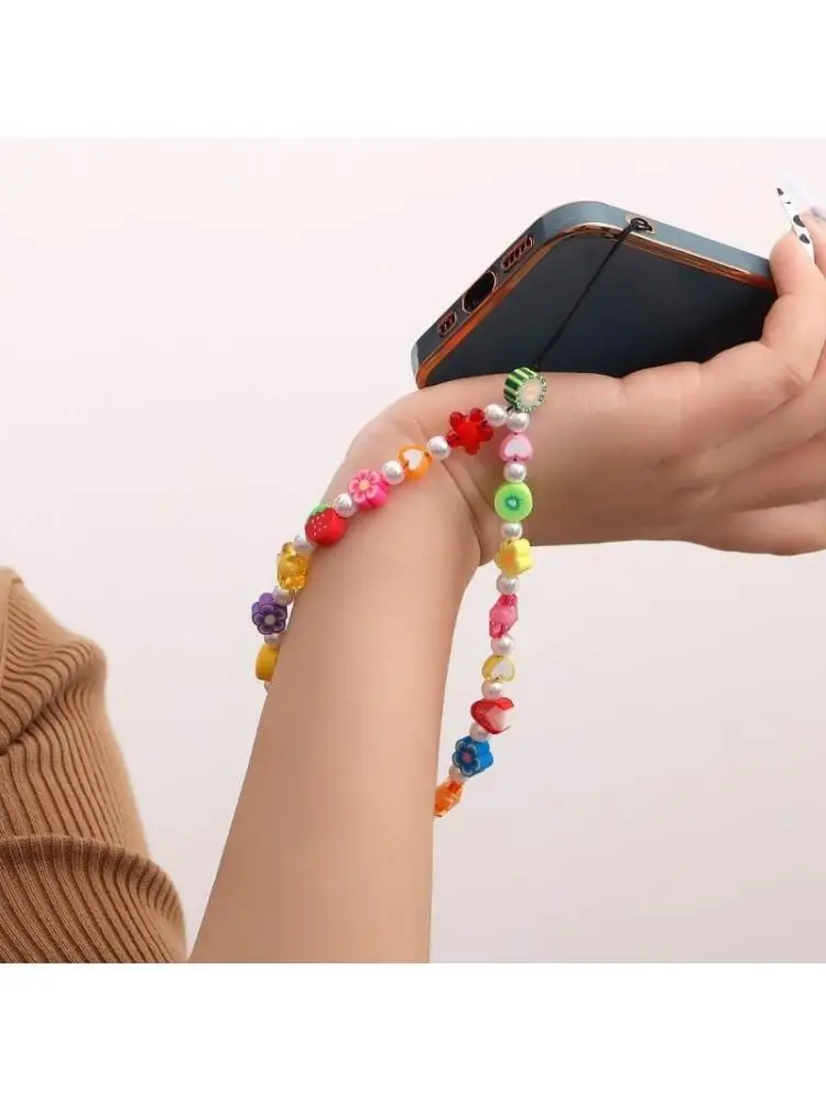 A52E Regenbogen-Perlen-Telefonanhänger, modischer Schlüsselanhänger, Regenbogen-Perlen-Telefon-Lanyard