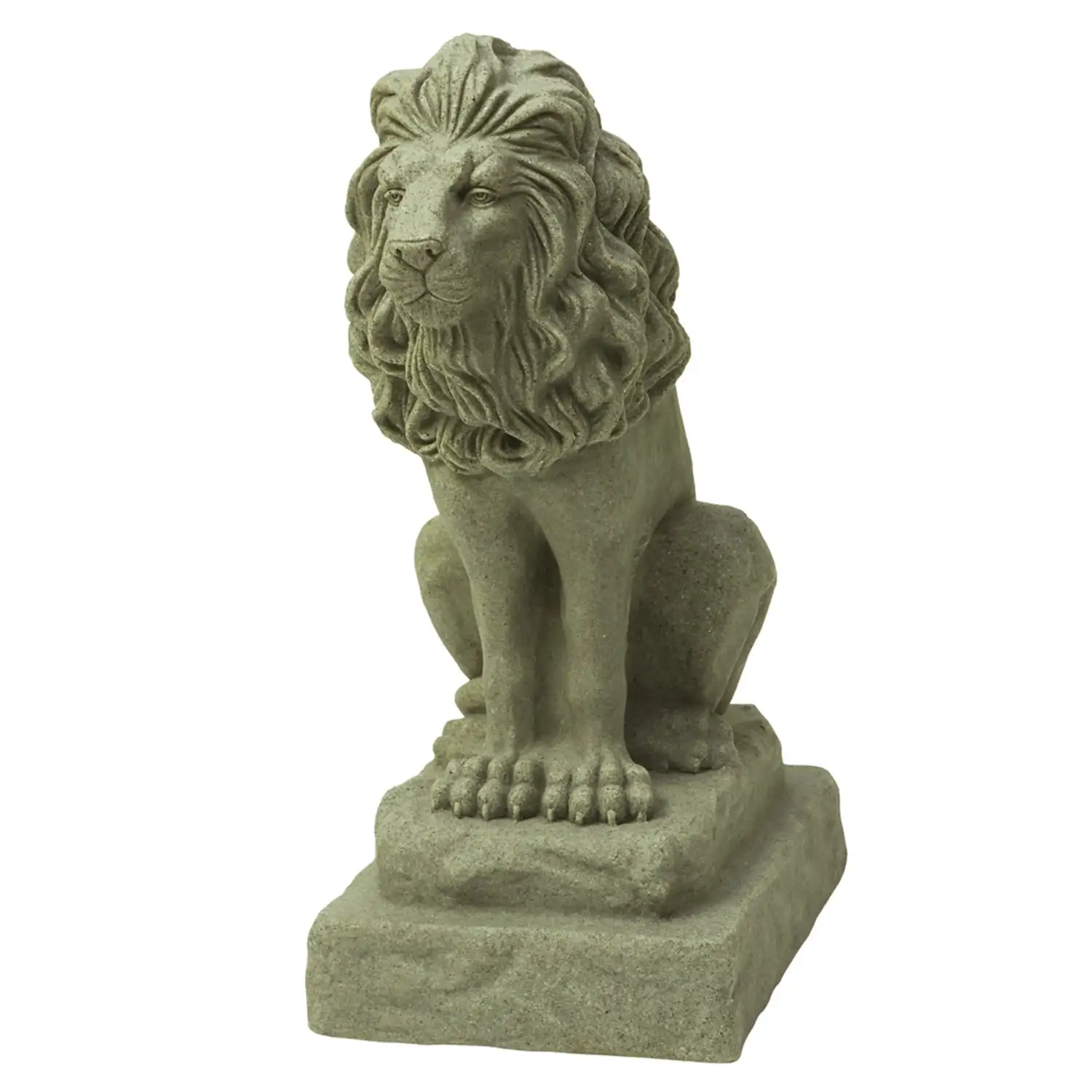 

28" H Garden Lion Statue Plastic Resin Lightweight Outdoor Sculpture for Patio, Balcony, Yard Ornament - Natural Sandstone