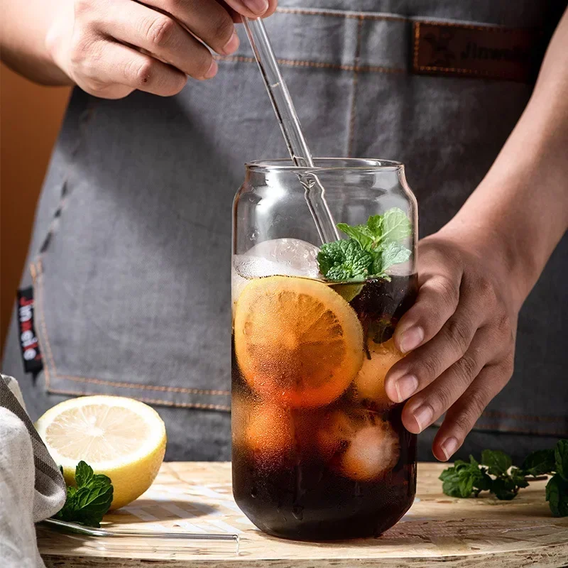 550ml Borosilicate Glass Cup Straw Cola Coke Cup Transparent Water