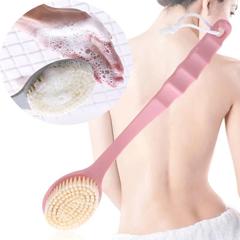 Long Handle Bath Brush Exfoliating Back Massage Shower SPA Foam Bathroom Accessories Soft Sponge Scrubber Body Cleansing Brushes massage brushes new long handle hanging soft mesh back body bath shower scrubber brush sponge for bathroom shower brush e0a7