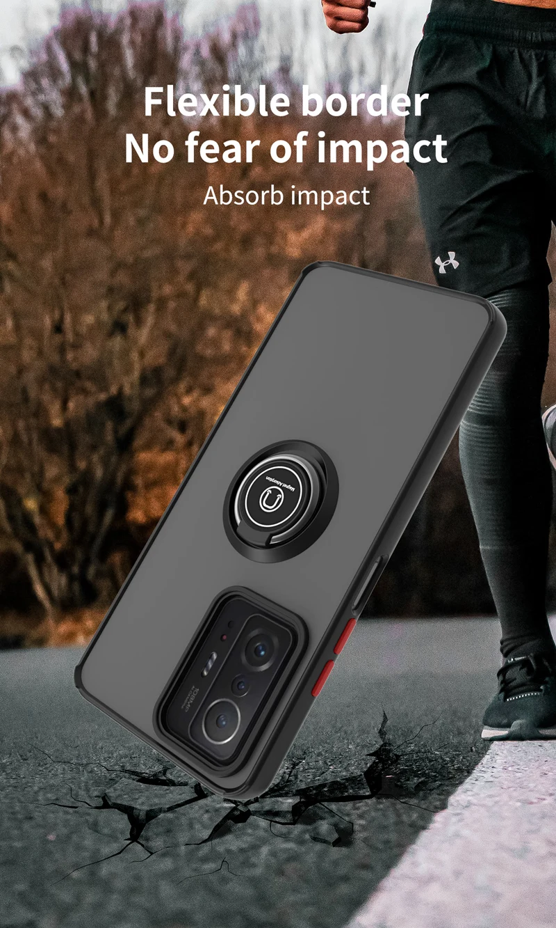 KEYSION Fashion matt ümbris Xiaomi 11T Pro 5G jaoks läbipaistev rõngasalus Põrutuskindel telefoni kate Xiaomi Mi 10T Pro 5G jaoks _voghion.com