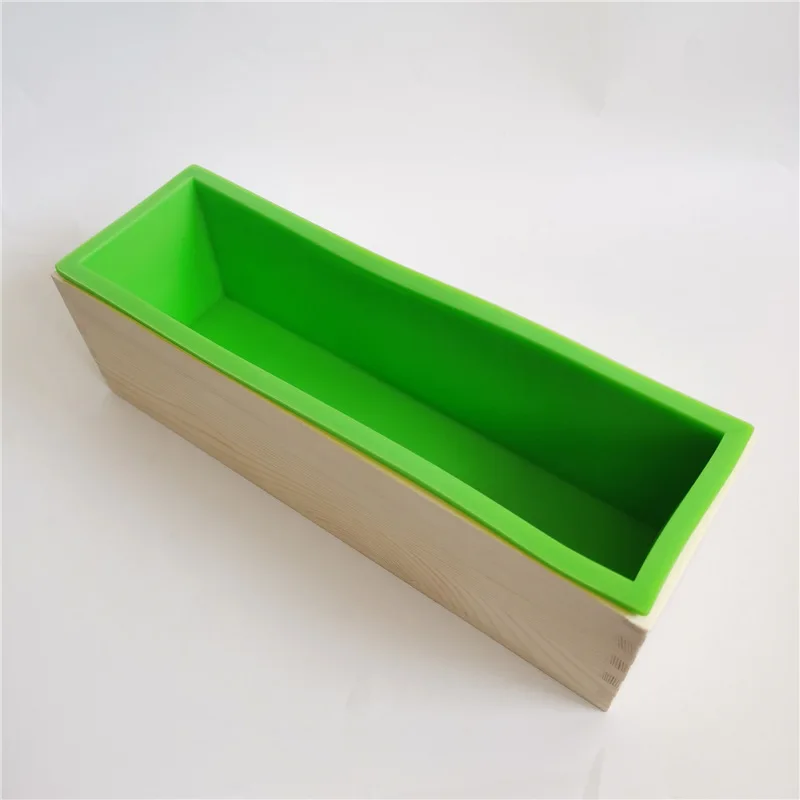 Manual soap mould wooden box silicone mould rectangular 1200ml soap mold
