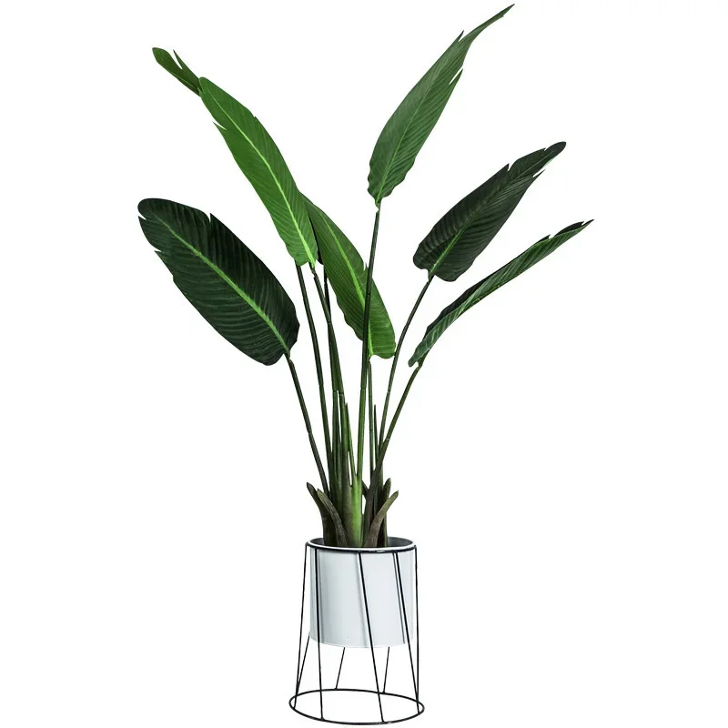 Modern Geometric Iron Plant Holder Sleek Black and White Hollow Pot Stands for Contemporary Indoor and Outdoor Botanical Display