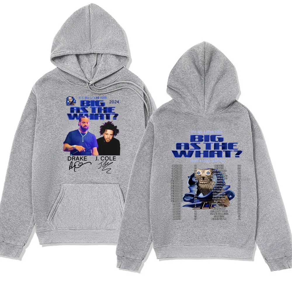 Rapper Drake J Cole Big As The What Tour Graphic Hoodies Men's Hip Hop Drake J Cole Vintage Hooded Sweatshirts Fashion Hoodie