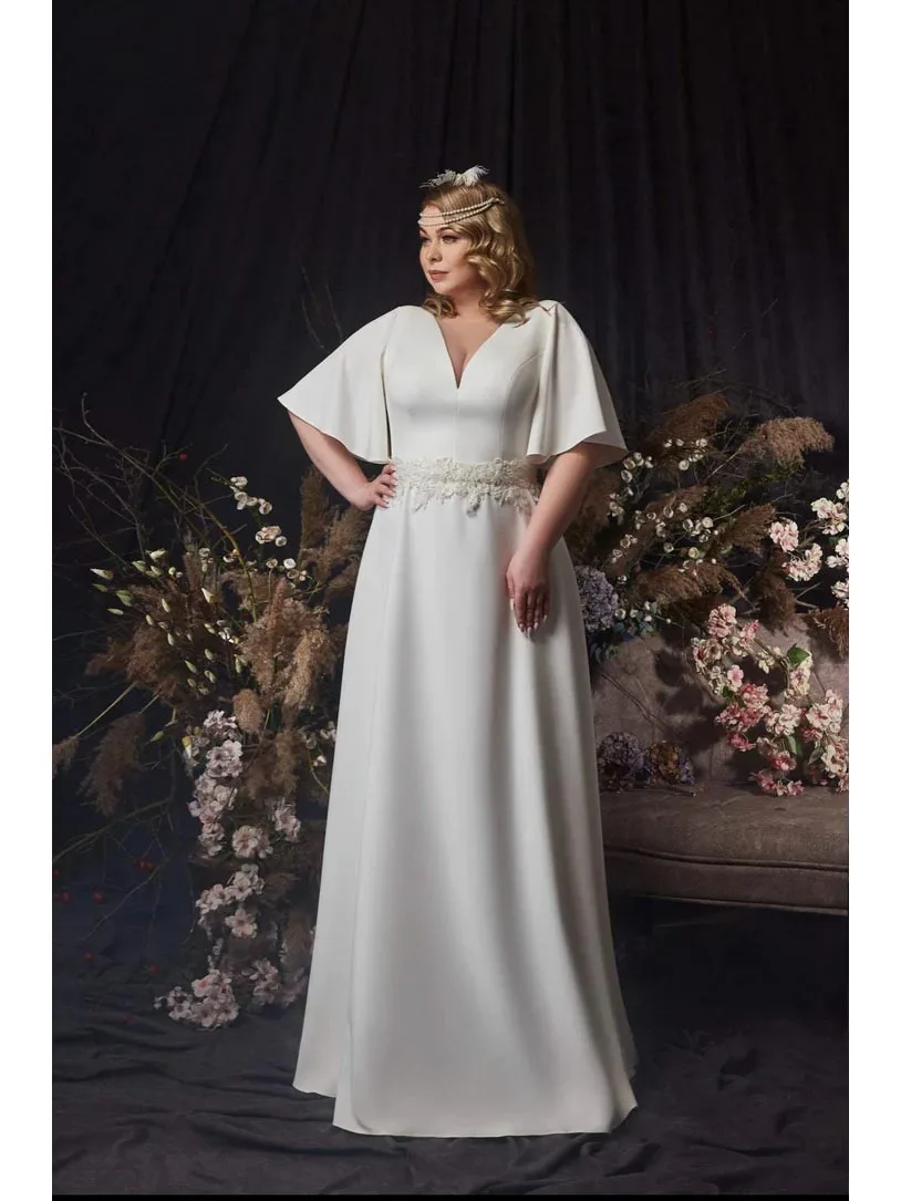 

Женское платье с V-образным вырезом, коротким рукавом