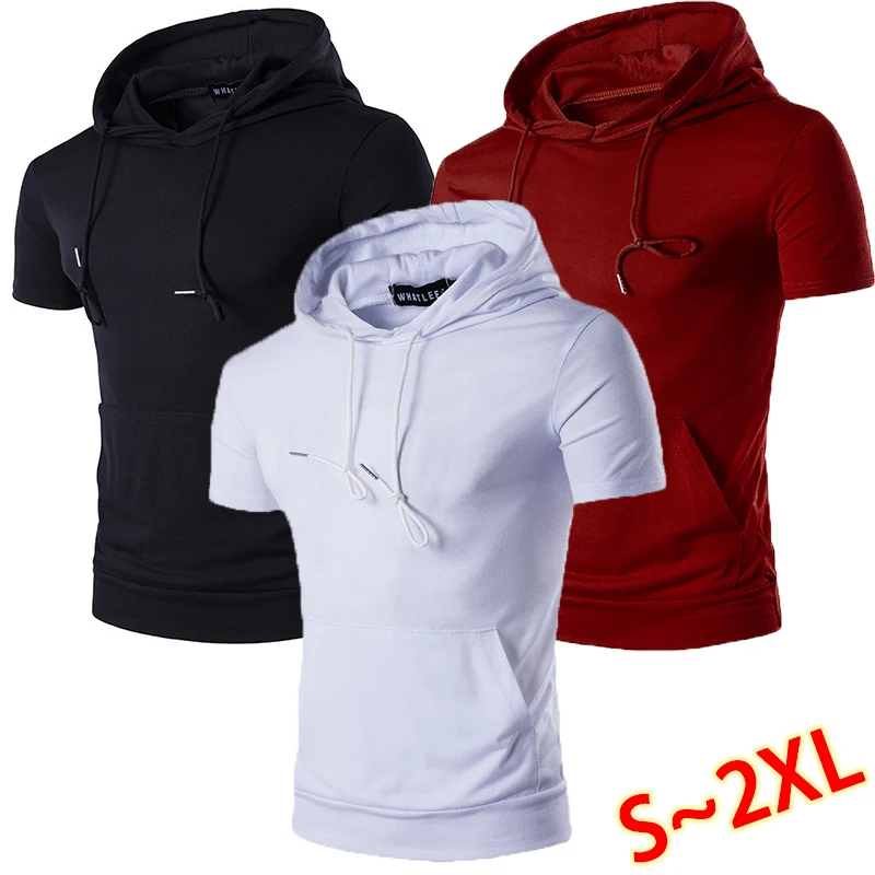 

2024 Summer Fashion Men's Hooded T-shirt Hip Hop Street Wear Men's Slim Fit Hooded T-shirt Casual Short sleeved T-shirt
