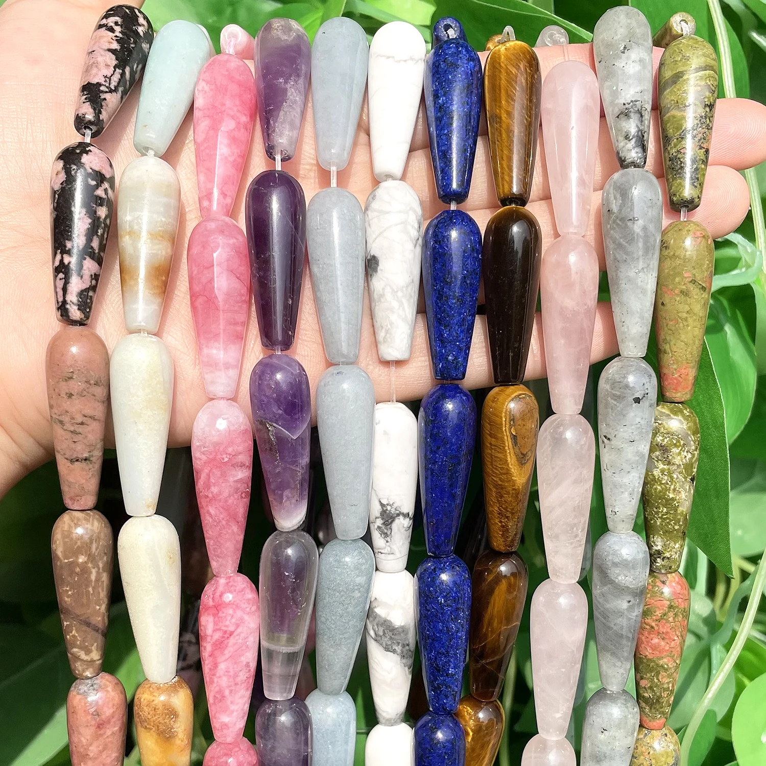 Natural Genuine Stone Beads Water Drop Lapis Lazuli Howlite Angelite Amethysts Jades Loose Beads for Jewelry Making DIY Bracelet