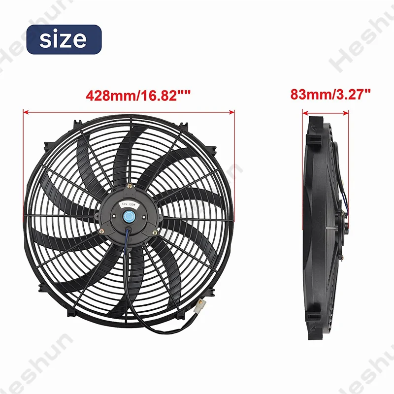 Elektrische Radiator Koelventilator, 12 Inch Pull/Push Auto Radiator Ventilator Koeling van de Motorruimte met Montagekit Automatisch Gemodificeerde Onderdelen Radiator Koelventilator Montage