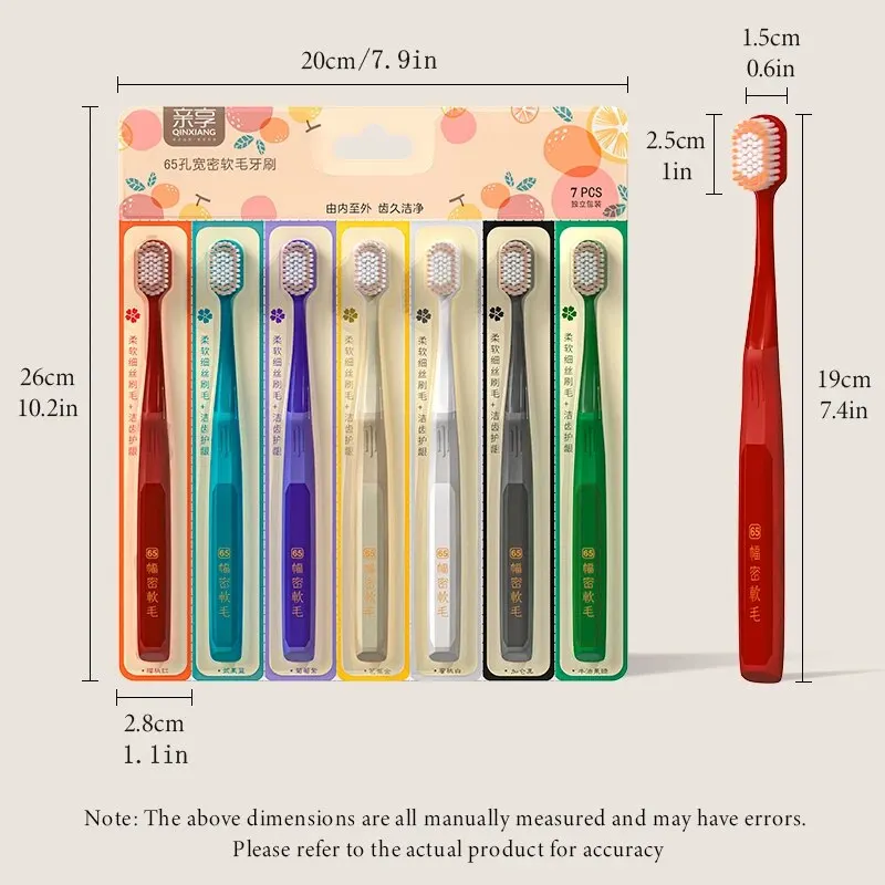 soft toothbrush toothbrush set 7PCS Multi-Color Pointed Wire Wide Head Soft Bristle Toothbrush Detachable Couple Manual Toothbrush for Home Use