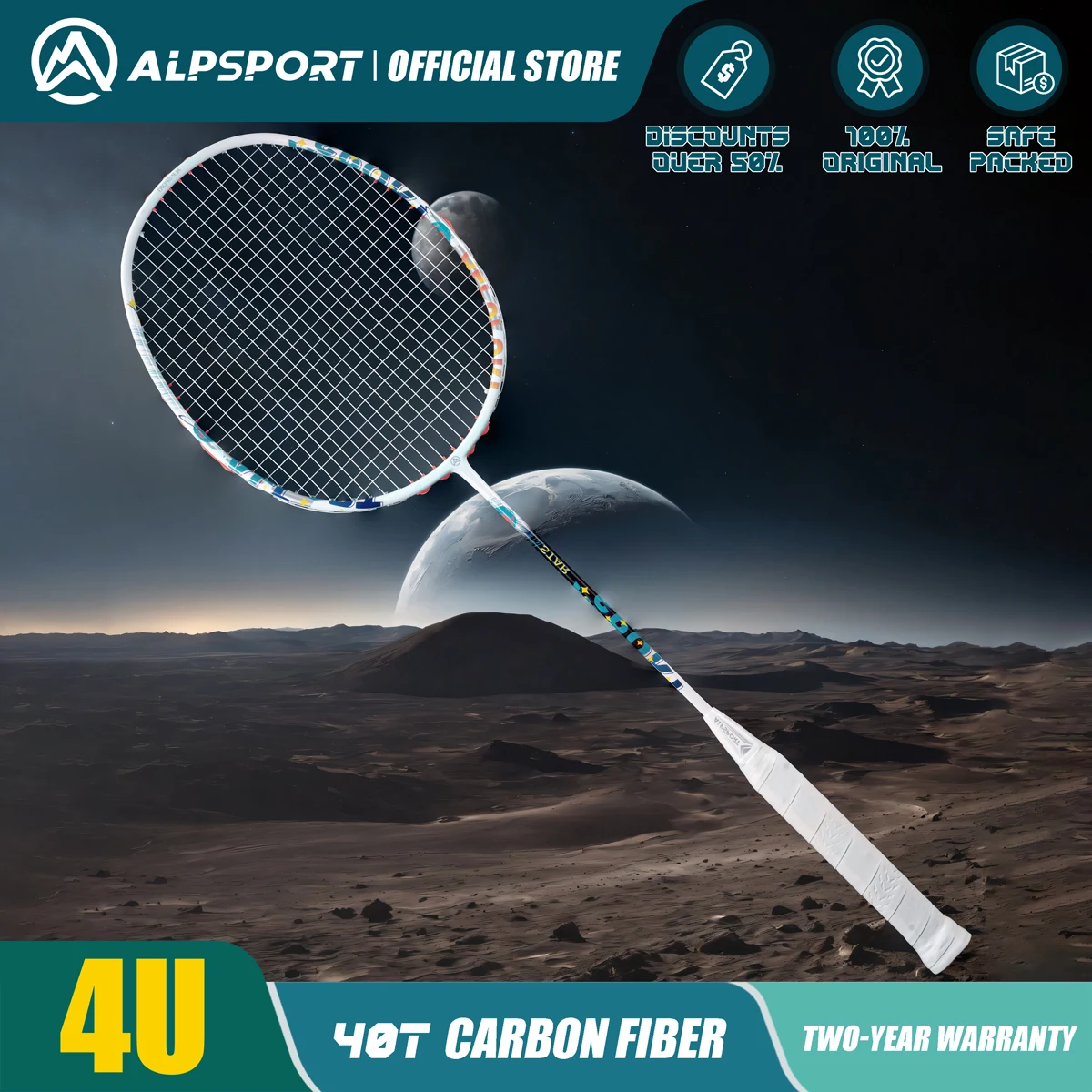 Apsport Satr 4U/G5/95g Offence 배드민턴 라켓 T800 새로운 솔리드 배드민턴 라켓 최대 무게 38파운드 수입 프로 중급자 및 상급자 