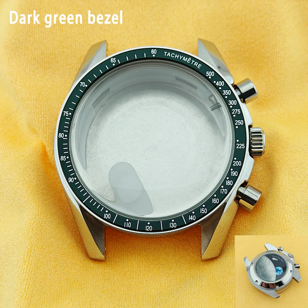 Moon Pattern Stainless Steel Chronograph Watch Case, 39.7mm