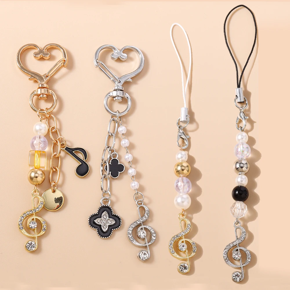Aihua Süße schöne exquisite Musiknoten Telefonkette Schlüsselanhänger hängende Handyband handgemachte mobile Lanyard Anhänger Schmuck Geschenke