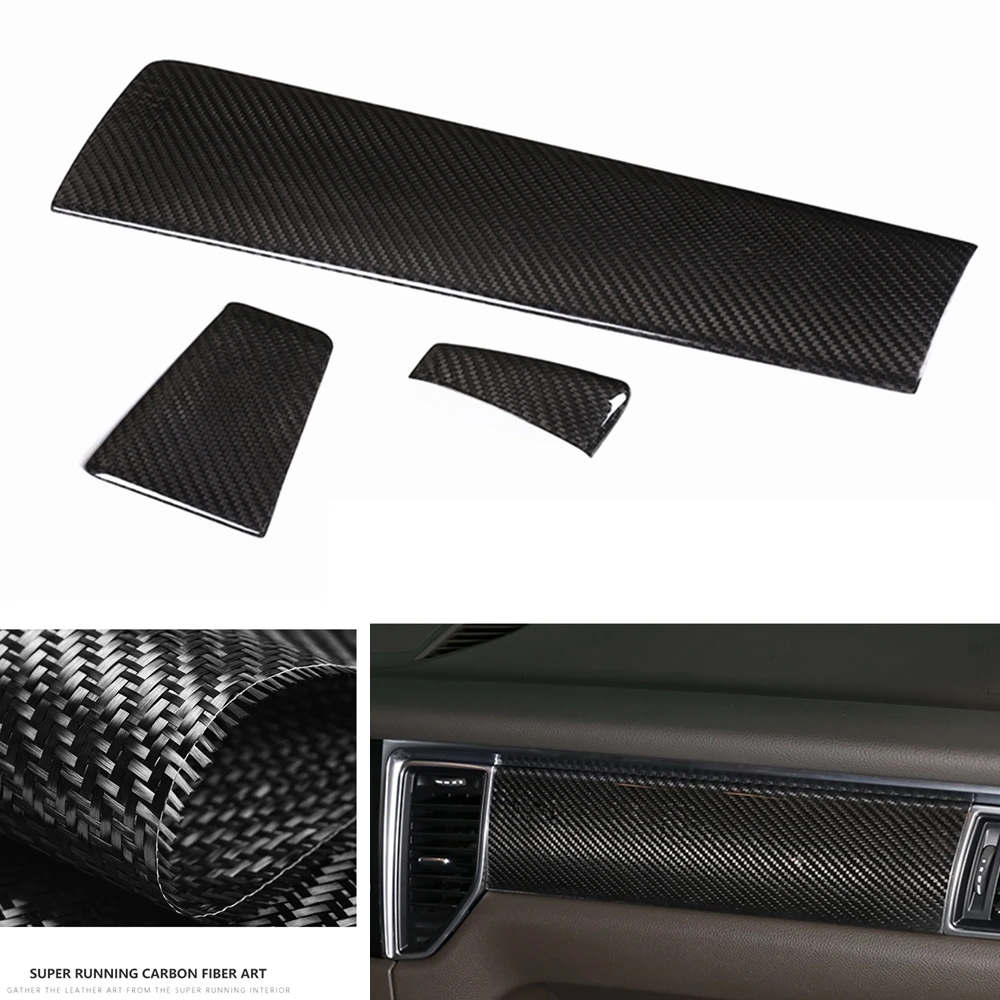 

For Porsche Macan 2014-2021 Real Carbon Fiber Dashboard Center Console Panel Cover Sticker Trim Dash Board Guard Mat Decor