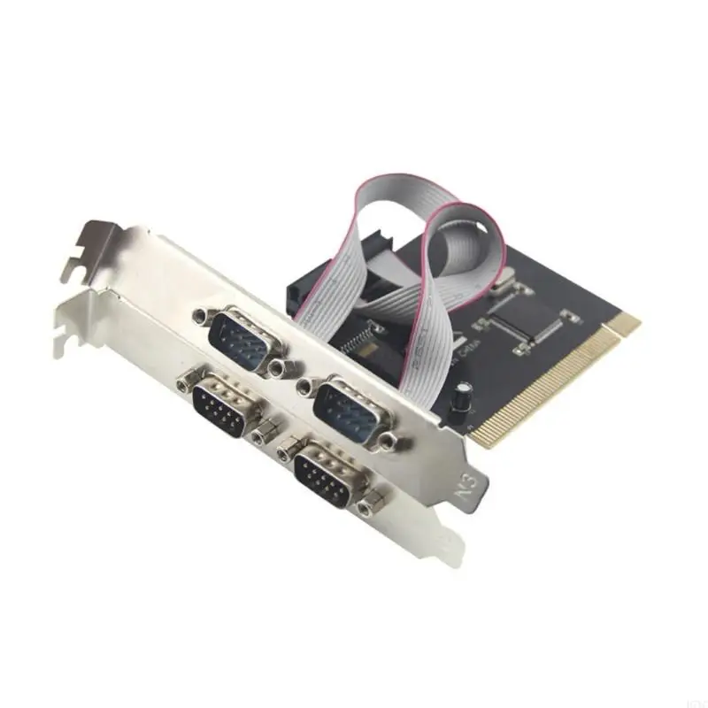 D7YC Fast Speed PCIE Serial Adapter Card Converts to 4 Independent 9 Pin RS232 Port for Easy Use