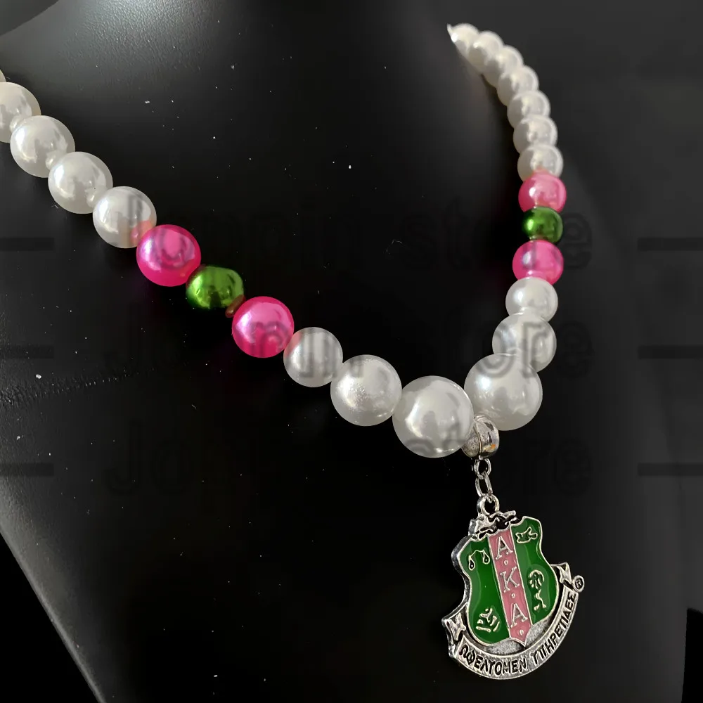 Exquisite greek letter society ALPHA sorority pendant multilayer imitation pearl beads handmade necklace choker