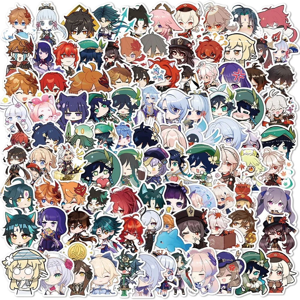  100PCs Chibi Genshin Impact Stickers, Cute Cartoon