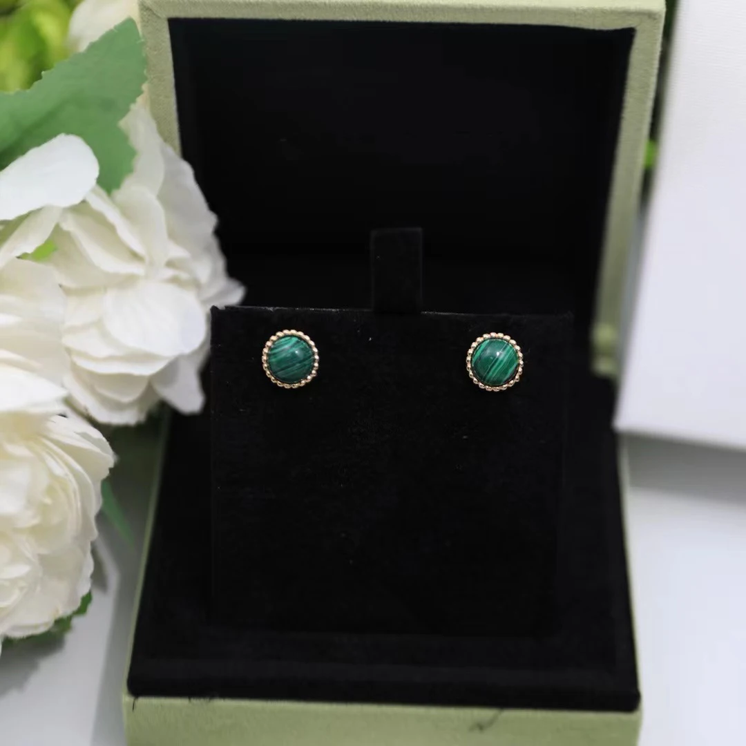 

Fashionable Chinese Elegant Round Malachite Women's Earrings Fashionable Classic Luxury Party Gifts Comes with Packaging Bag