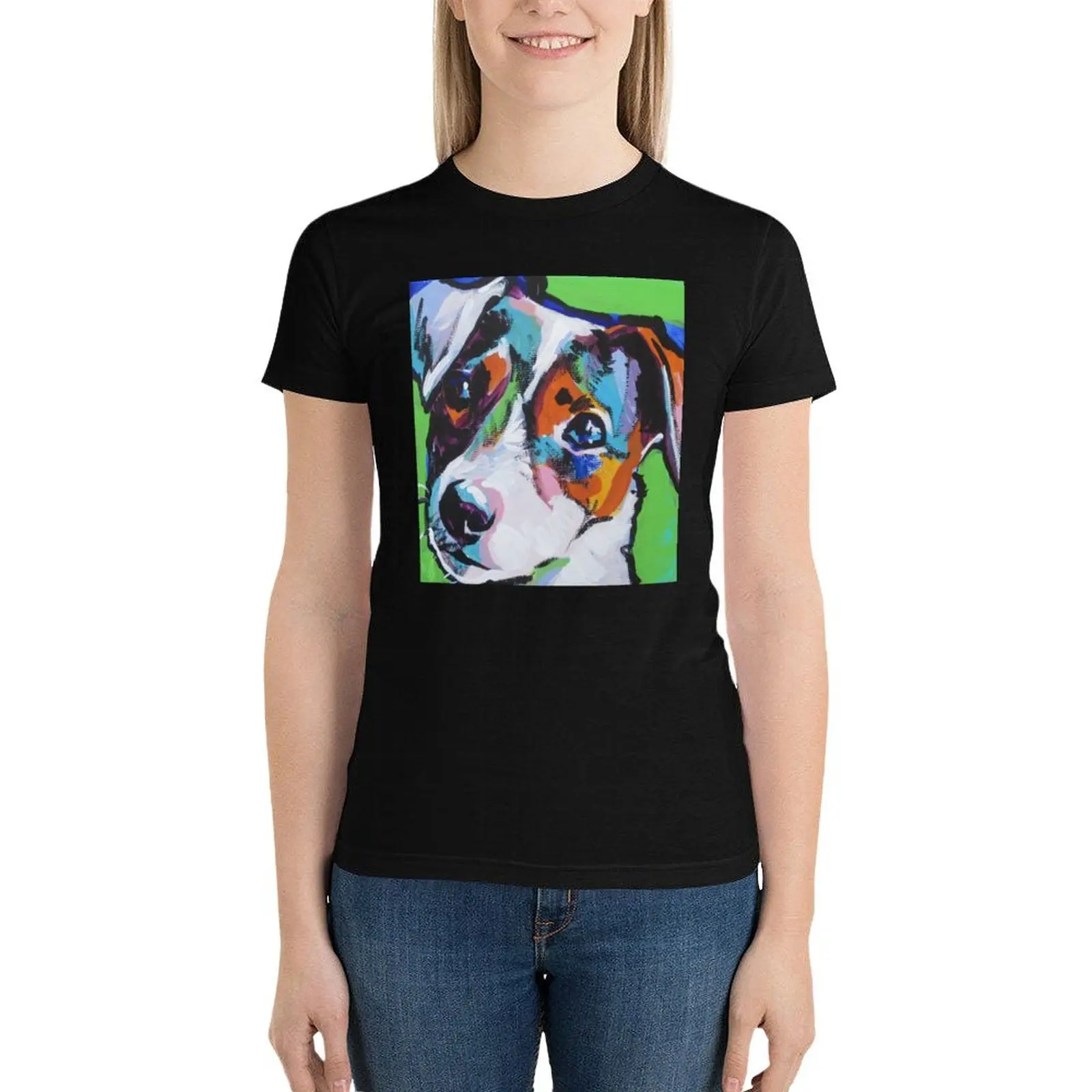 Jack Russell Terrier Dog Art T-Shirt funny anime clothes t shirt for Women
