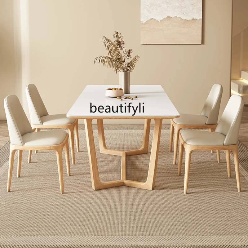 

Кремовый стиль, тарелка из чистого белого камня, обеденные столы и стулья, деревянный цвет, твердый деревянный рисовый стол для дома