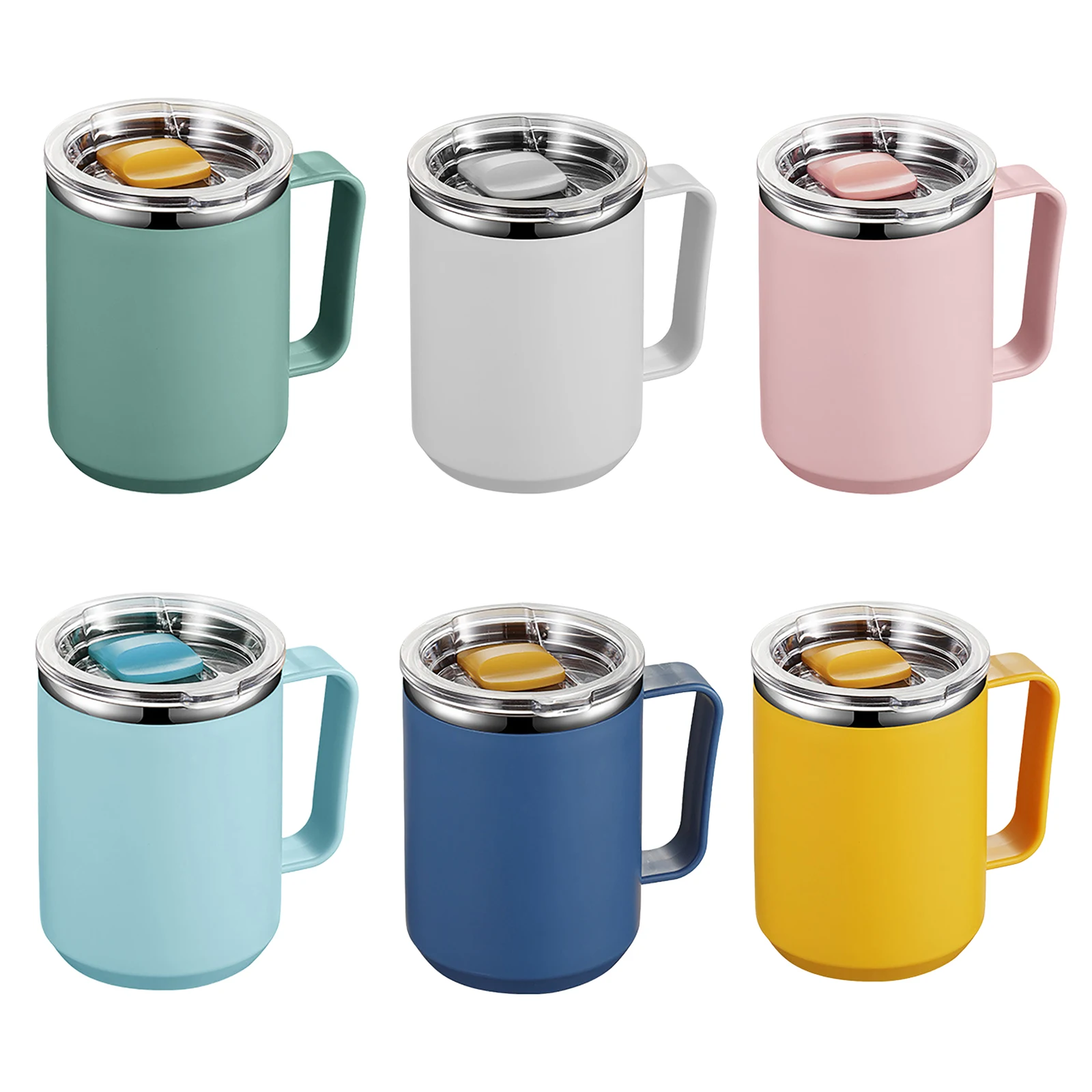 450ML Stainless Steel Coffee Cup Mug Handle Straw Lid Vacuum Flask  Insulated Coffee Mug Coffee Tumbler Cold Hot Water Bottle