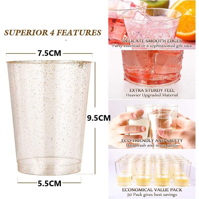 Bicchieri di plastica trasparente, bicchieri di plastica glitterati oro  bicchieri di vino riutilizzabili per Cocktail Champagne - AliExpress