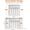 Upgradation Adjustable Flatware Tableware Organizer with Dividers Utensil Holder Plastic Storage Tray for Spoons Forks Knives 3