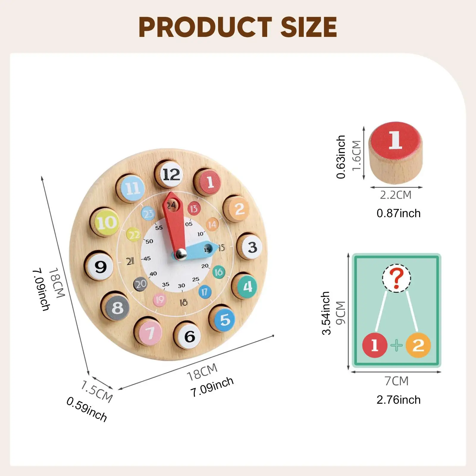 나무 시계 장난감 움직이는 바늘 미세 운동 능력 개발 다채로운 장식 휴대용 조기 학습 퍼즐 1-3세 용