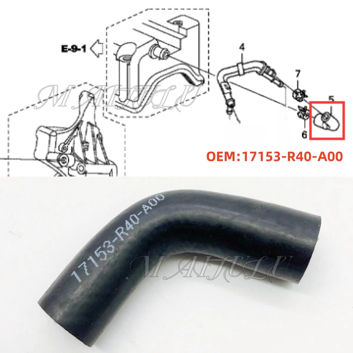 17153R40A00 Suitable for Honda 08-13 Accord CROSSTOUR 2.4L CP2 TF3 Valve chamber cover connection pipe exhaust pipe rubber