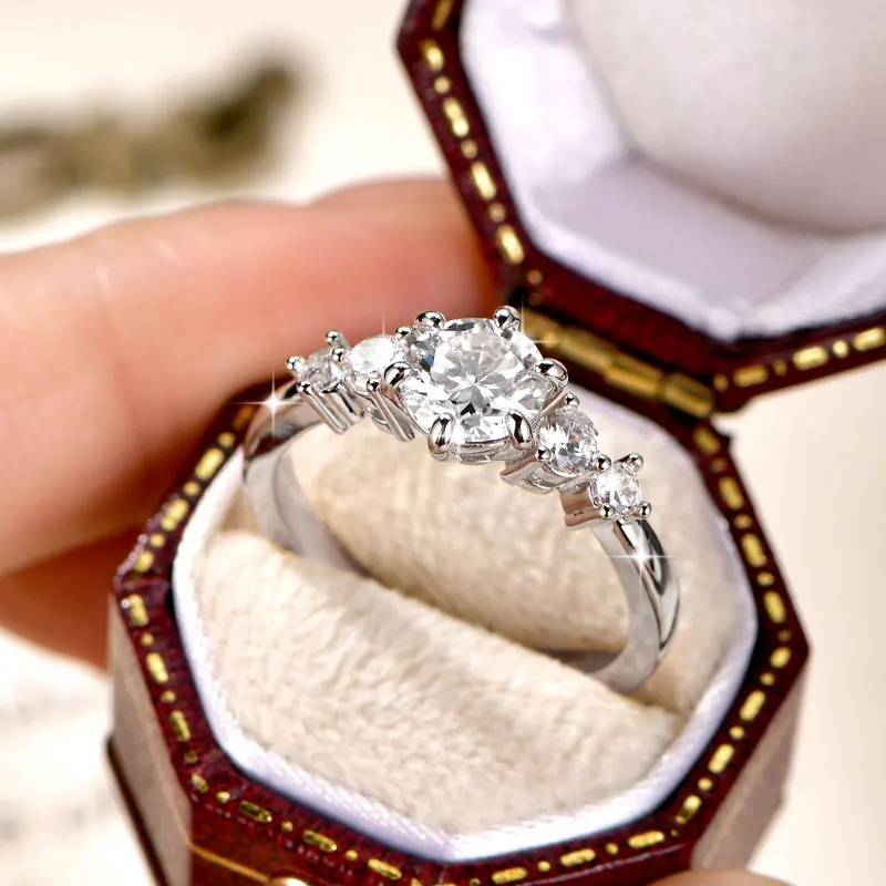 Ehhai Zertifizierter D-Farbiger VVS1 Labor-Diamant Imitations-Moissanit-Ring für Damen Verlobungsringe Hochzeit Edle Schmuckgeschenke – Detail 8