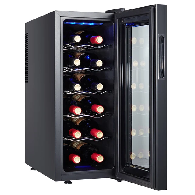Piccolo frigorifero termoelettrico indipendente da appoggio 12 bottiglie Dispositivo di raffreddamento per vino rosso Termostato intelligente Cantina per vino per bar casa 2
