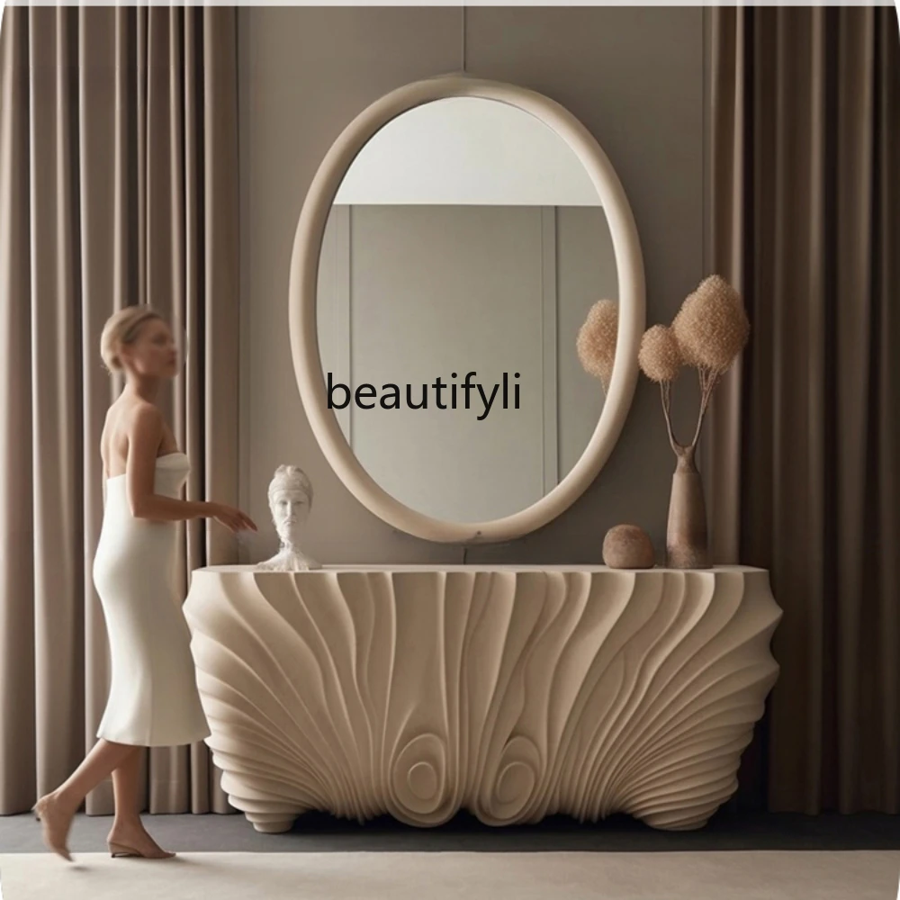 

High-End Art Console Art Cream Style Furniture Log Style Entry Door Entrance Cabinet