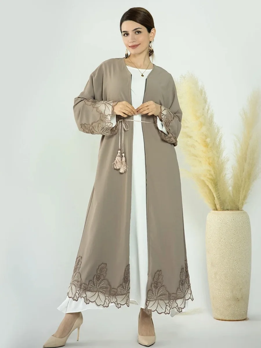 

Рамадан ИД, мусульманская женская яркая Abaya, женское кружевное платье в марокканском стиле, кардиган, Молитвенное платье с длинным рукавом, платье-Макси