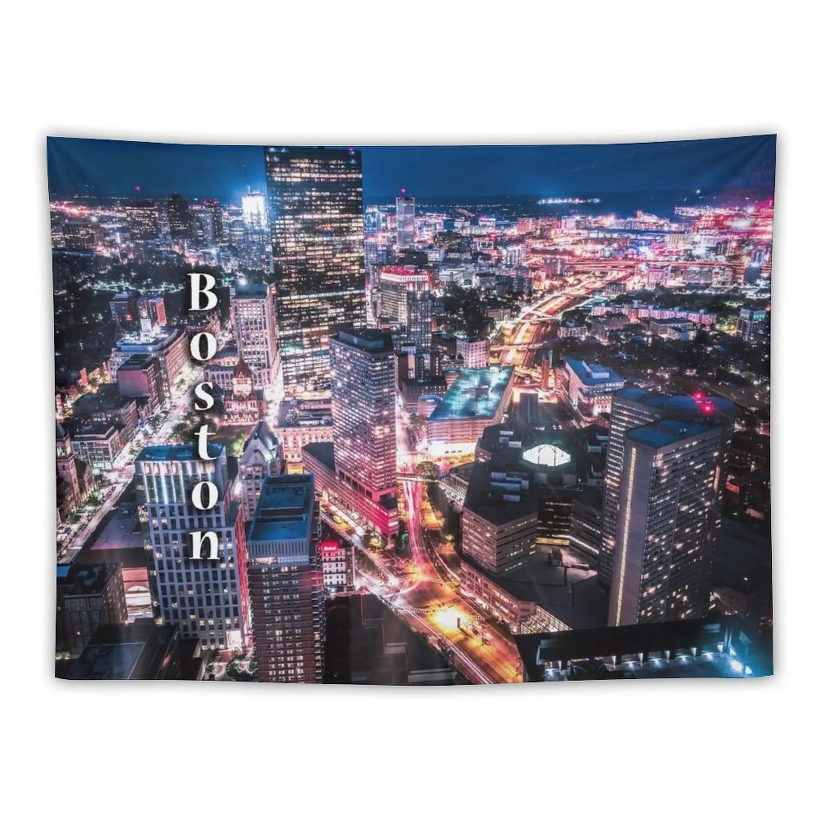 

Boston at Night Tapestry Decor Home Bedrooms Decorations Hanging Wall Tapestry