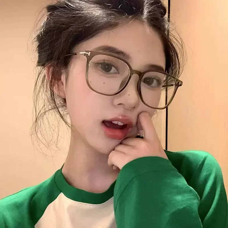 Ladies Blue Light Blocking Myopia Glasses New Trend Oversized Women Eyeglasses Unisex Square Frame Large Near Sight Eyewear 6