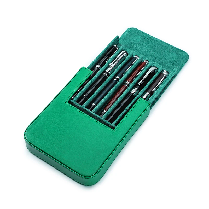 CONTACTS FAMILY Genuine Leather Pen Case Holder Handmade Pen Box Shockproof Detachable Portable Stationery Cover pen storage bag